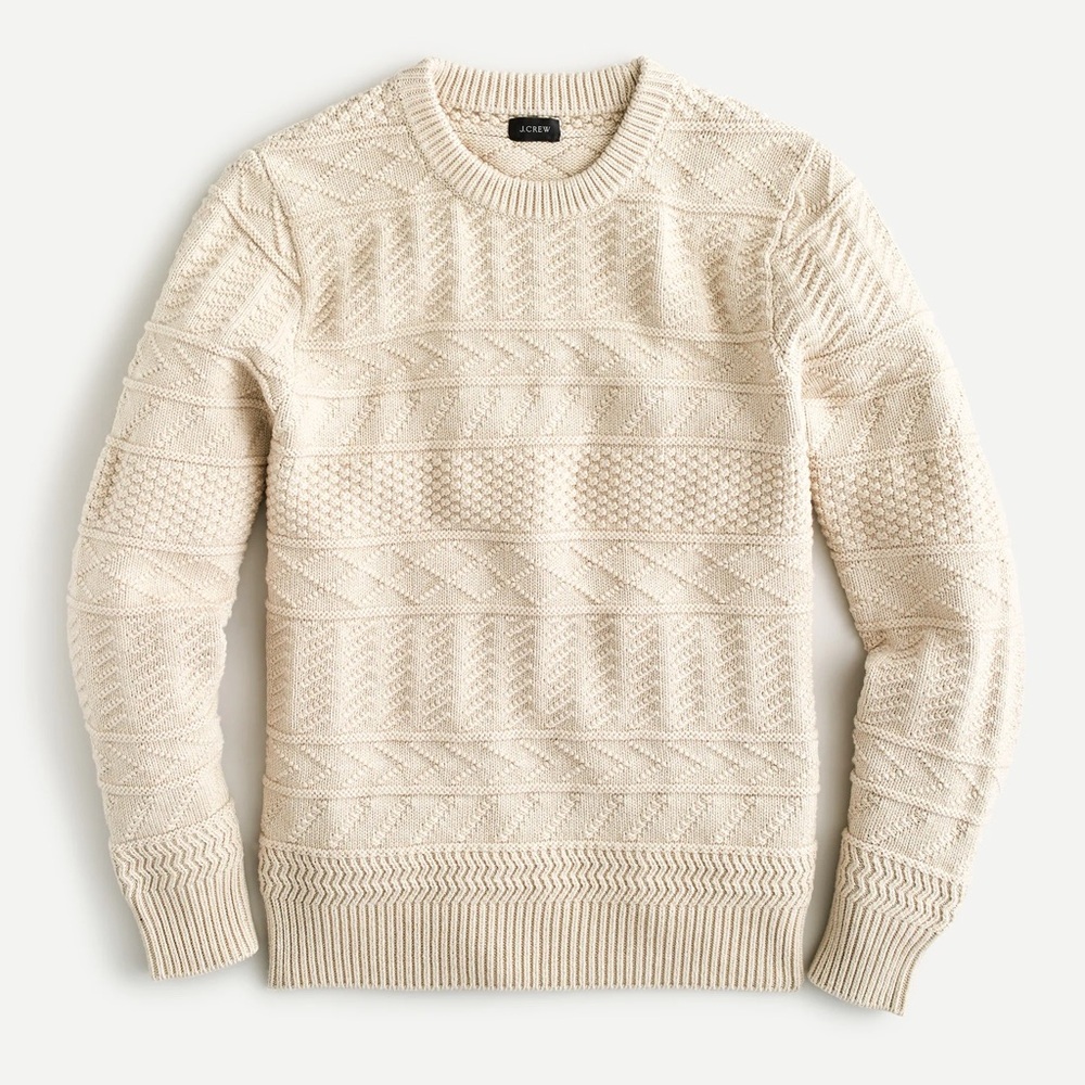 J.Crew Cotton Sweater in Mixed Guernsey Stitch